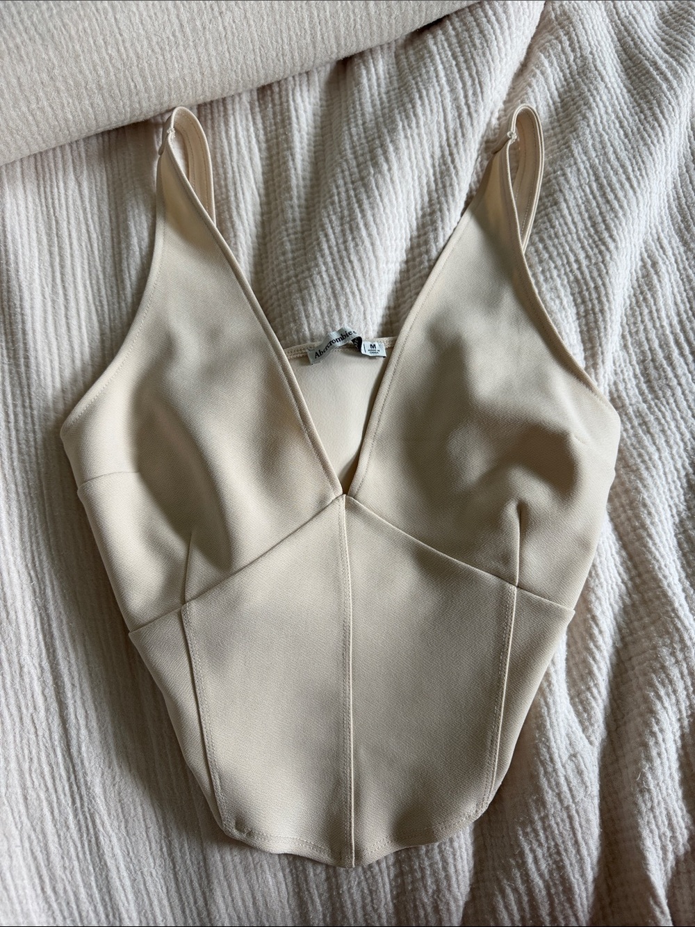 Abercrombie Cream V-Neck Structured Bustier Top